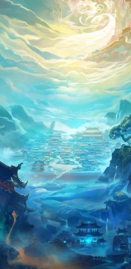 [2436x1125]插图 天宫 场景 动画 苹果手机动漫壁纸图片