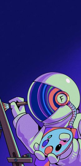 [2436x1125]插图 太空 宇航员 画画 苹果手机动漫壁纸图片