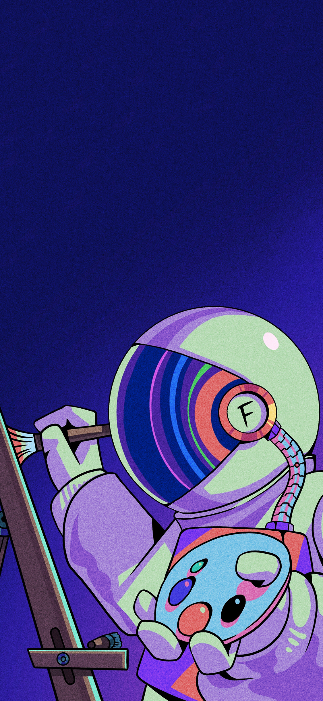 [2436×1125]插图 太空 宇航员 画画 苹果手机动漫壁纸图片