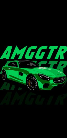 [2436x1125]插图 奔驰 绿色 奔驰AMG 苹果手机动漫壁纸图片