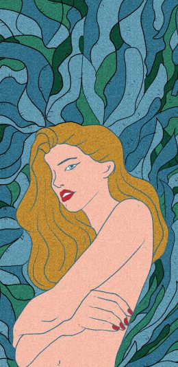 [2436x1125]插图 女孩 色彩 艺术 苹果手机动漫壁纸图片