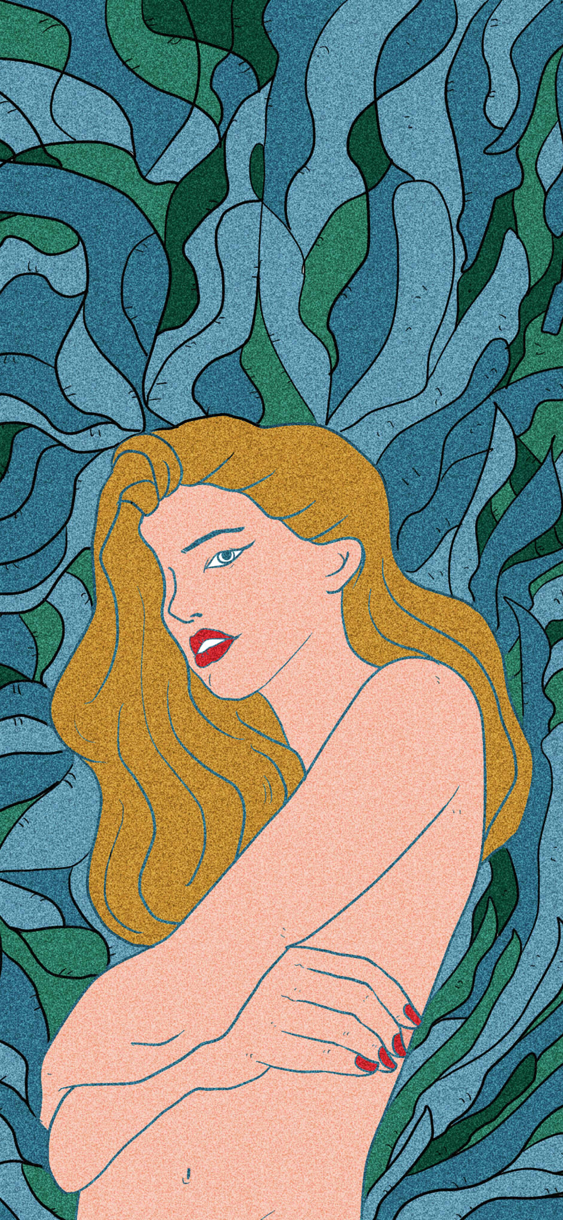 [2436×1125]插图 女孩 色彩 艺术 苹果手机动漫壁纸图片