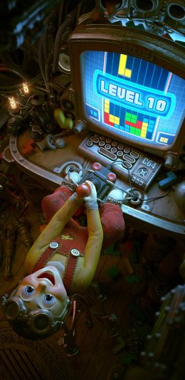 [2436x1125]插图 孩童 游戏机 闯关 苹果手机动漫壁纸图片