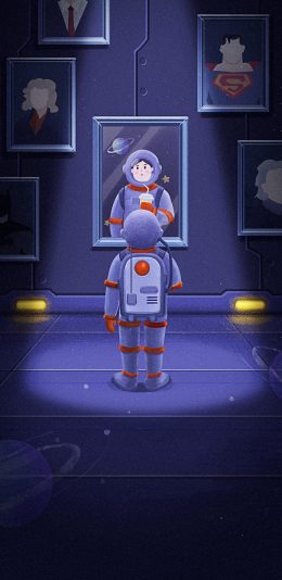 [2436x1125]插图 宇航员 壁画 苹果手机动漫壁纸图片