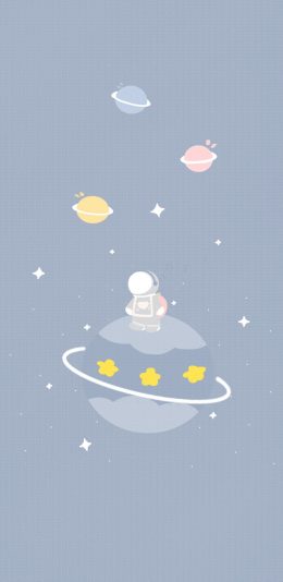 [2436x1125]插图 宇航员 星星 梦幻 苹果手机动漫壁纸图片