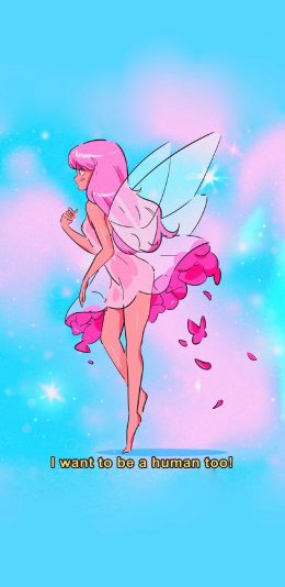 [2436x1125]插图 小精灵 翅膀 花瓣 插画师：stephaniepriscilla 苹果手机动漫壁纸图片