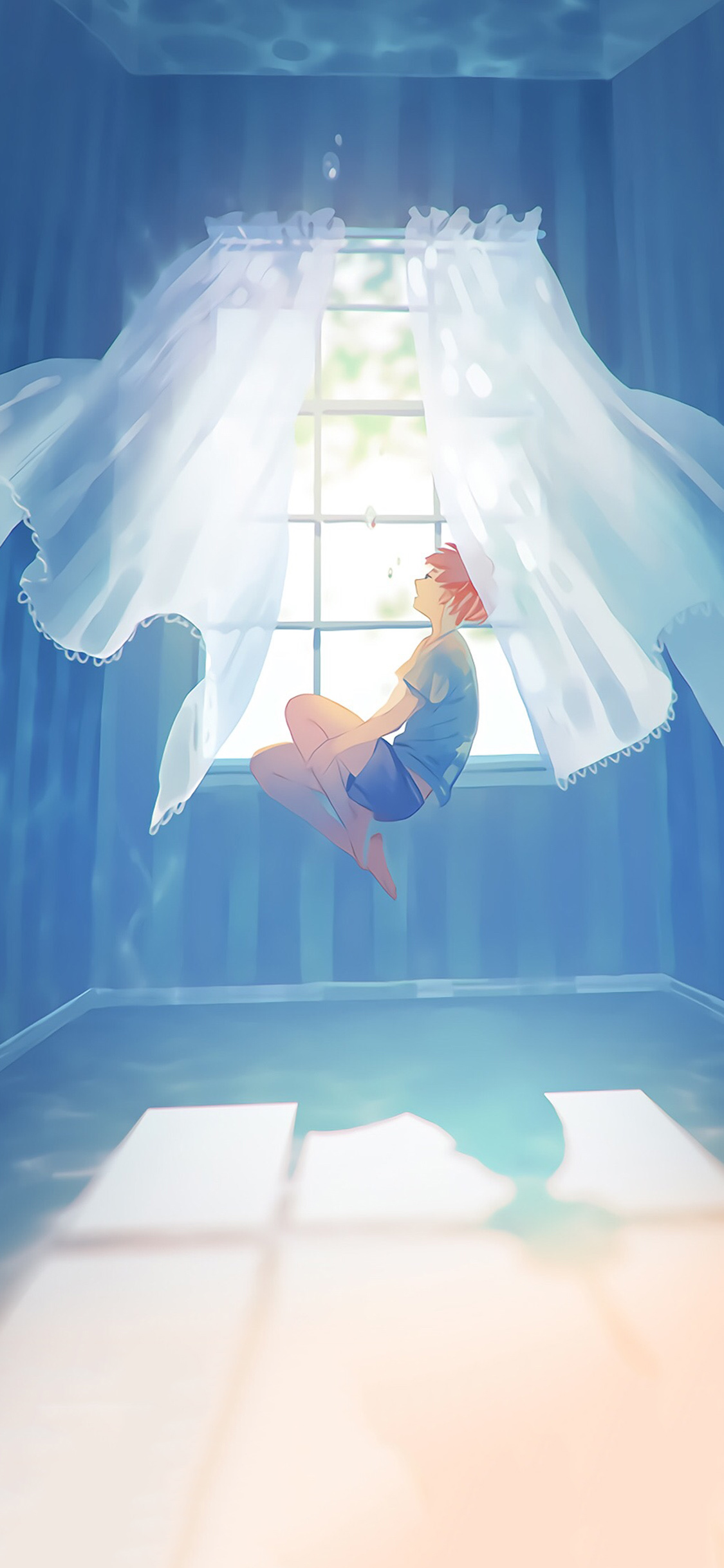 [2436×1125]插图 房间 男孩 夏日 苹果手机动漫壁纸图片