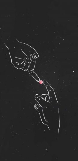 [2436x1125]插图 手指 触碰 星球 苹果手机动漫壁纸图片