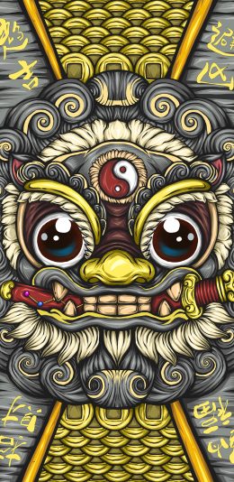 [2436x1125]插图 招财纳福 国潮 东来也 苹果手机动漫壁纸图片