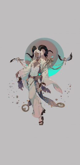 [2436x1125]插图 星座 白羊座 拟人 苹果手机动漫壁纸图片