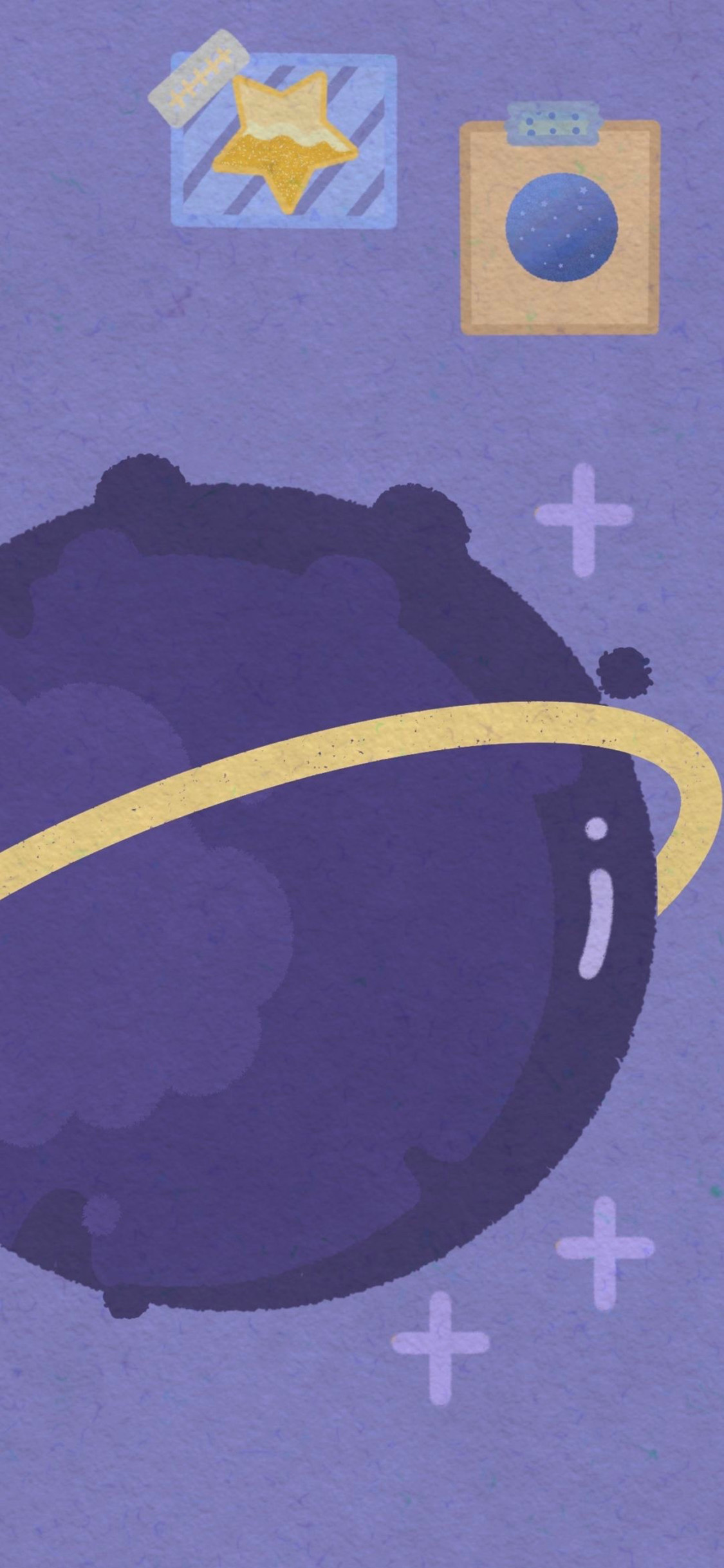 [2436×1125]插图 星球 紫色 星星 苹果手机动漫壁纸图片