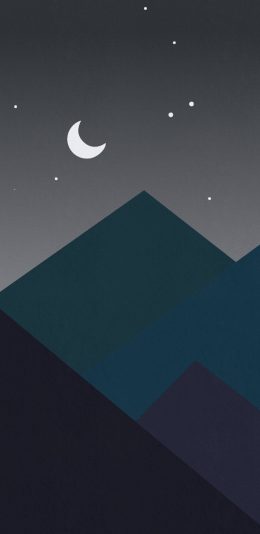 [2436x1125]插图 星空 夜景 月牙 星星 苹果手机动漫壁纸图片