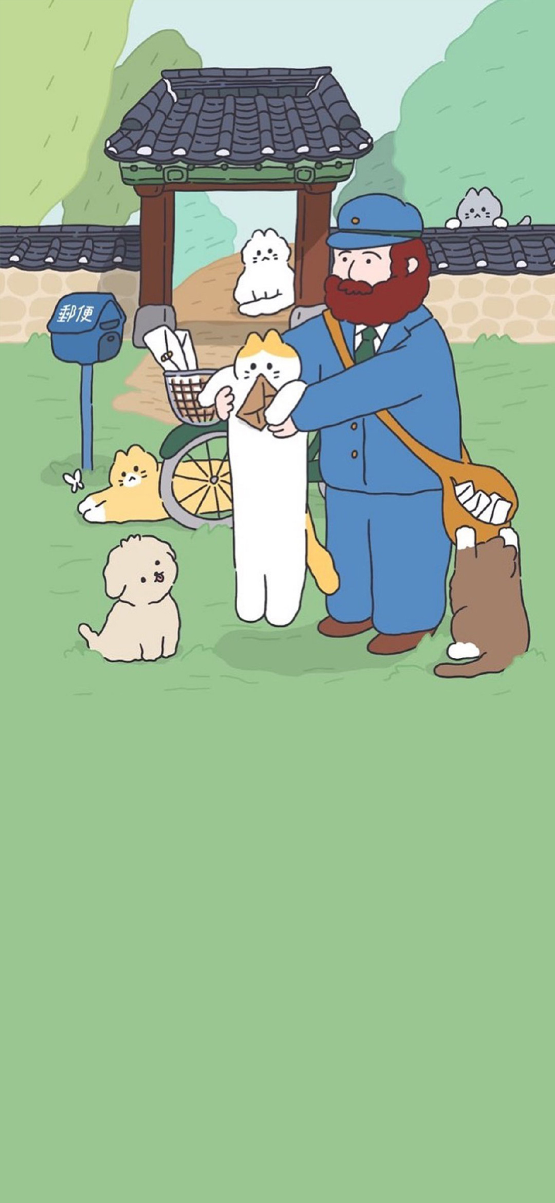 [2436×1125]插图 有茶 猫咪 小狗 苹果手机动漫壁纸图片