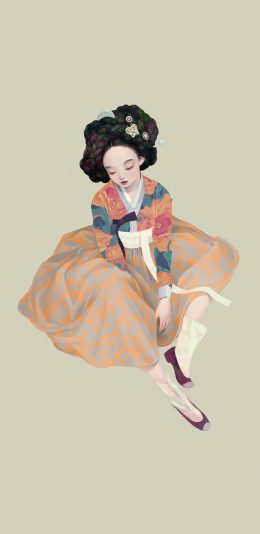 [2436x1125]插图 朝鲜女孩 民族 异域 苹果手机动漫壁纸图片