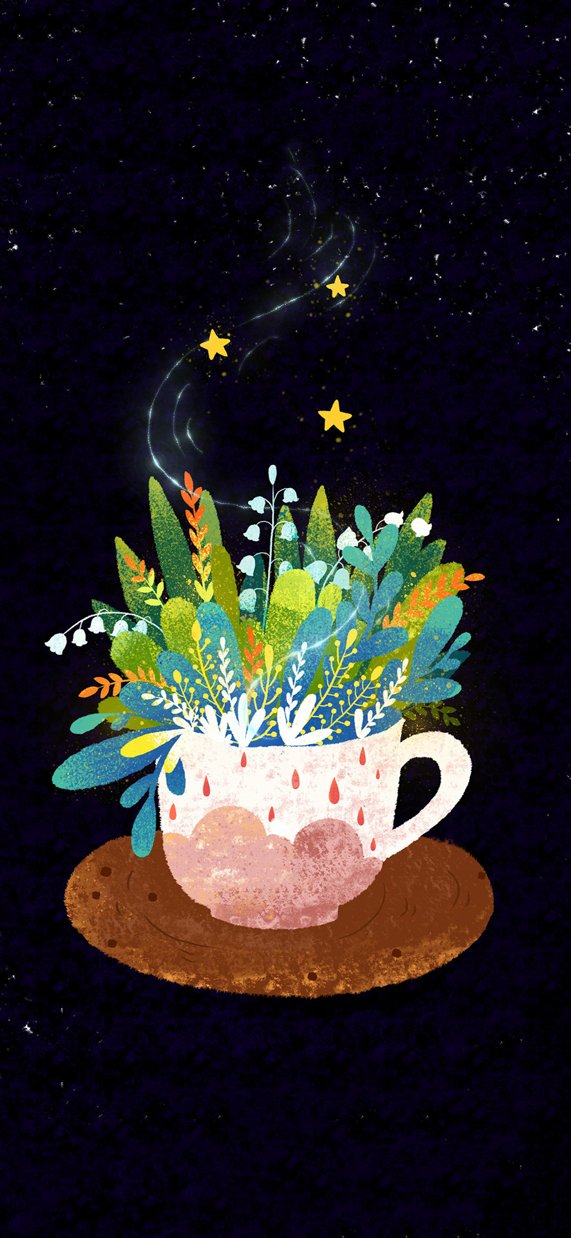 [2436×1125]插图 杯子 盆栽 星星 苹果手机动漫壁纸图片