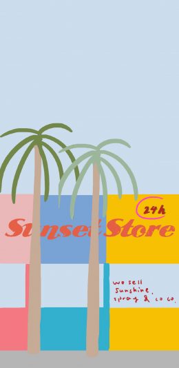 [2436x1125]插图 椰树 广告 复古杂志风 苹果手机动漫壁纸图片