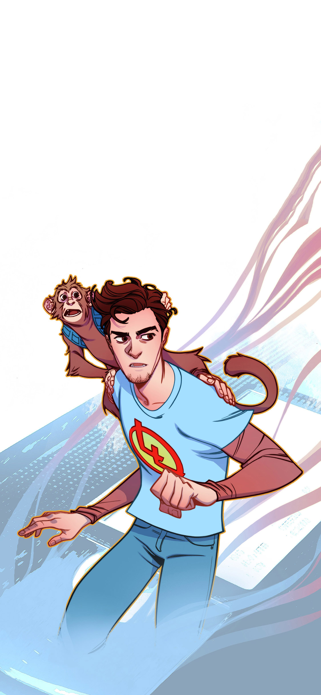 [2436×1125]插图 欧美 男孩 猴子 苹果手机动漫壁纸图片