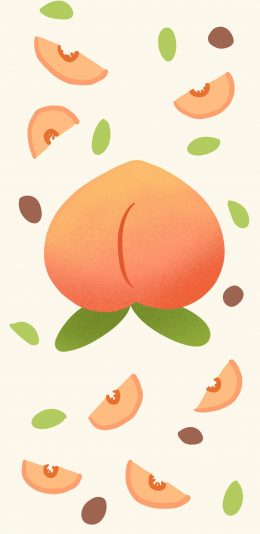 [2436x1125]插图 水蜜桃 桃子 平铺（取自微博：一勺西柚茶） 苹果手机动漫壁纸图片