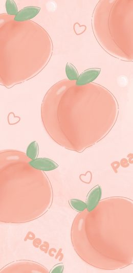 [2436x1125]插图 水蜜桃 桃子 粉色 平铺 苹果手机动漫壁纸图片