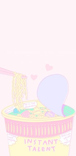 [2436x1125]插图 泡面 粉色 少女心 苹果手机动漫壁纸图片