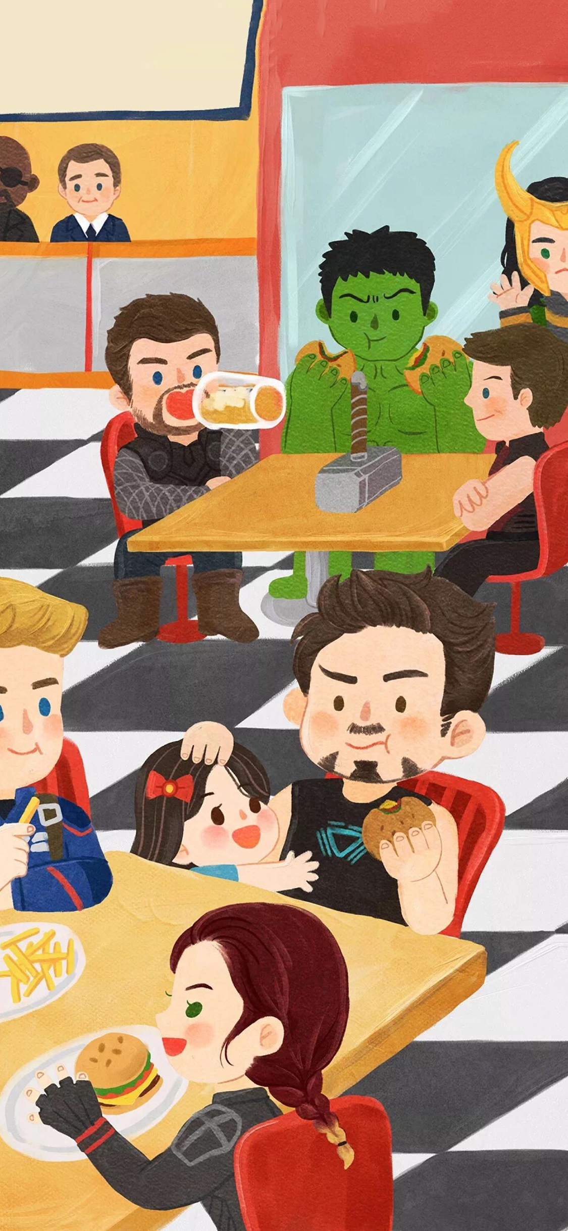 [2436×1125]插图 漫威 英雄联盟 钢铁侠 绿巨人 苹果手机动漫壁纸图片