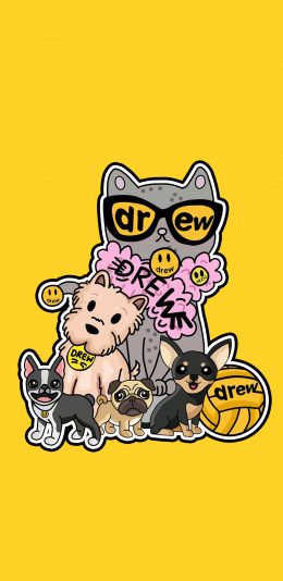 [2436x1125]插图 狗狗 drew 联名 苹果手机动漫壁纸图片
