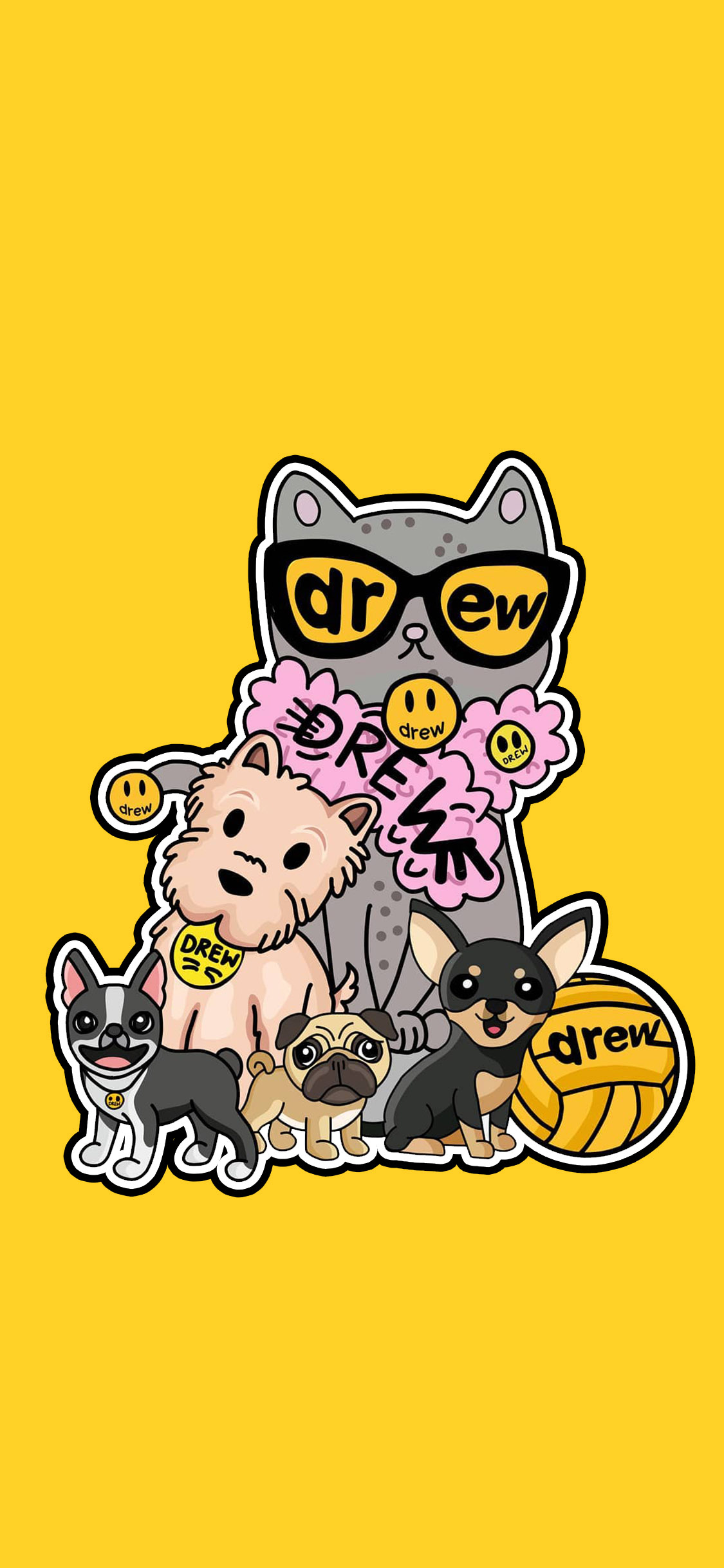 [2436×1125]插图 狗狗 drew 联名 苹果手机动漫壁纸图片