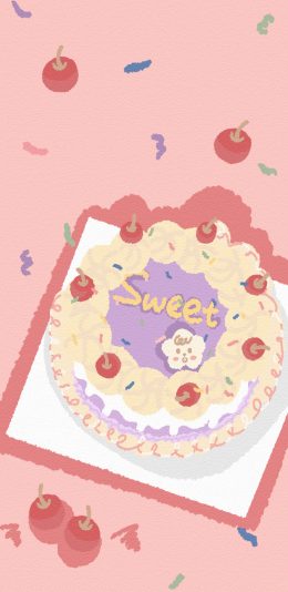 [2436x1125]插图 甜品 蛋糕 sweet 苹果手机动漫壁纸图片