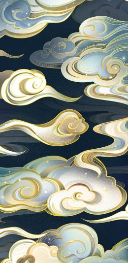[2436x1125]插图 祥云 密集 平铺 苹果手机动漫壁纸图片