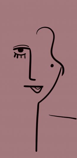 [2436x1125]插图 简笔 人脸 线条 苹果手机动漫壁纸图片