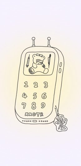 [2436x1125]插图 简笔 电话 手机 小熊 苹果手机动漫壁纸图片