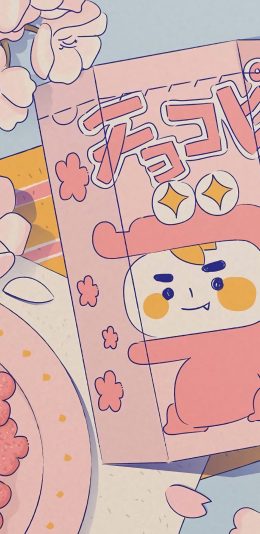 [2436x1125]插图 系列 夏日零食 卡通 粉色 苹果手机动漫壁纸图片