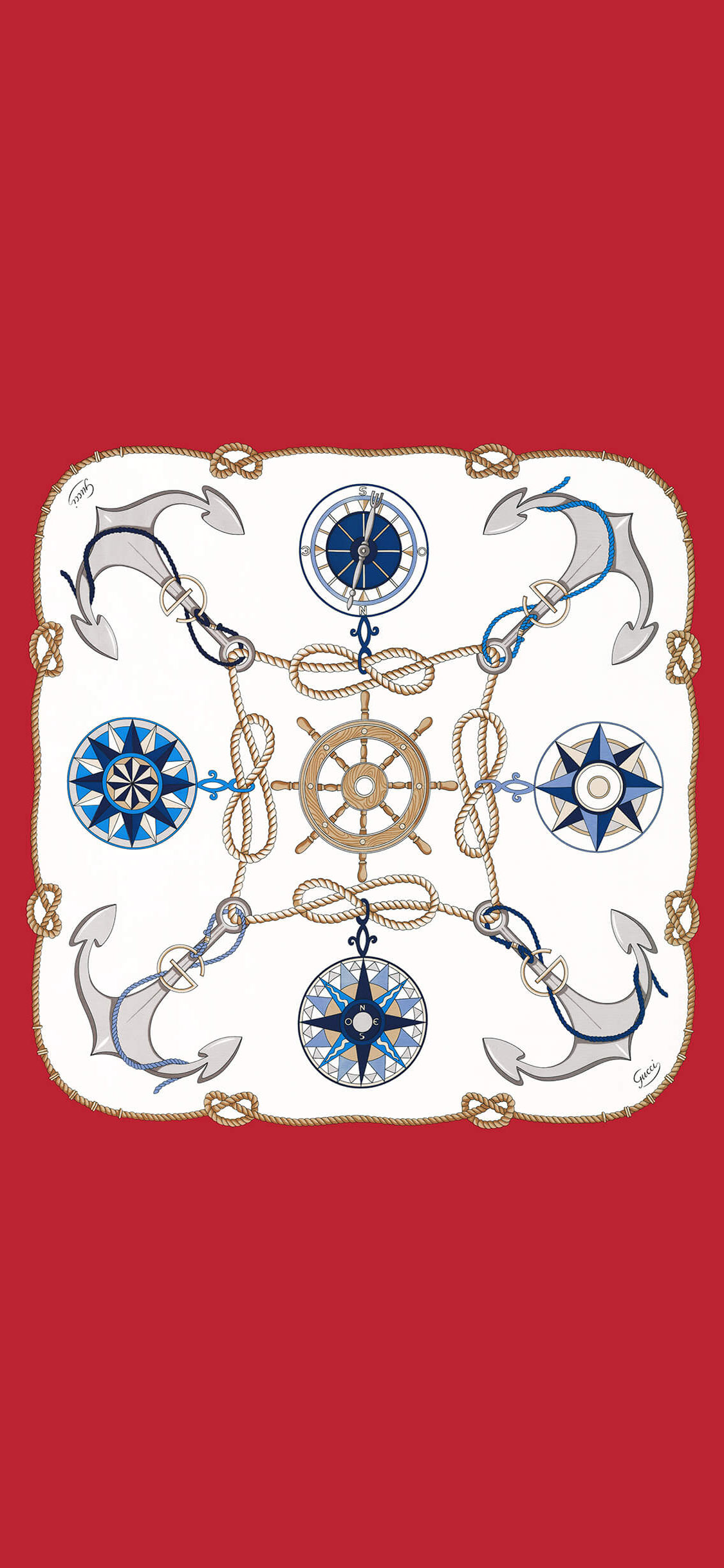 [2436×1125]插图 红色 船舵 绳索 苹果手机动漫壁纸图片