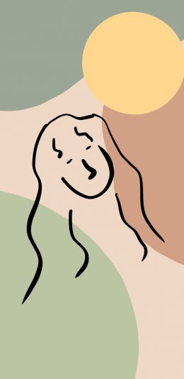 [2436x1125]插图 线条 人物 拼色 苹果手机动漫壁纸图片