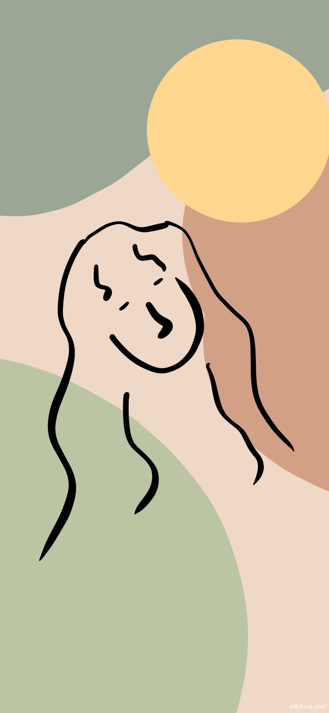 [2436×1125]插图 线条 人物 拼色 苹果手机动漫壁纸图片