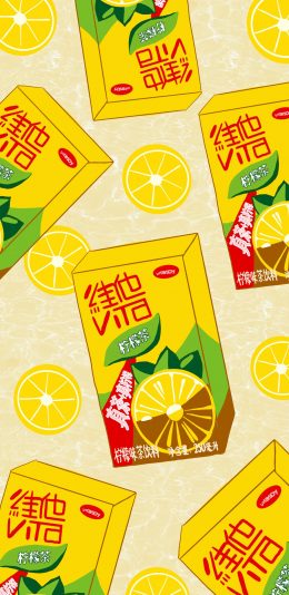 [2436x1125]插图 维他柠檬茶 饮品 平铺（取自微博：鸡腿子趁热吃） 苹果手机动漫壁纸图片