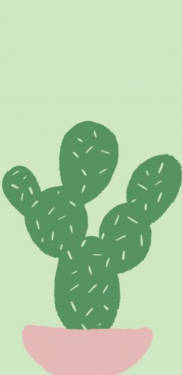 [2436x1125]插图 绿色 仙人掌 卡通 苹果手机动漫壁纸图片