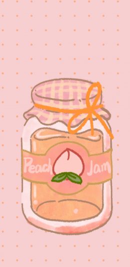 [2436x1125]插图 罐头 桃子 波点 苹果手机动漫壁纸图片