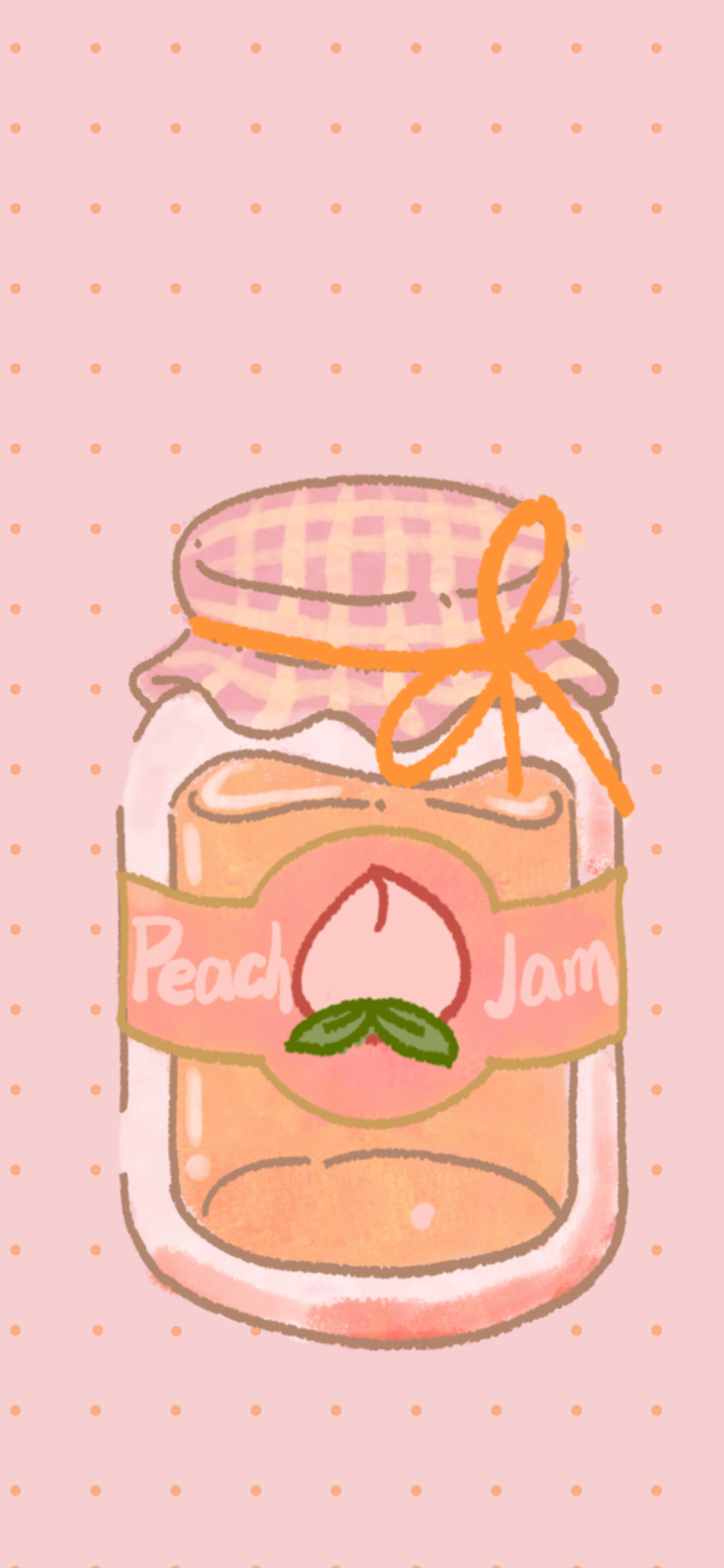 [2436×1125]插图 罐头 桃子 波点 苹果手机动漫壁纸图片