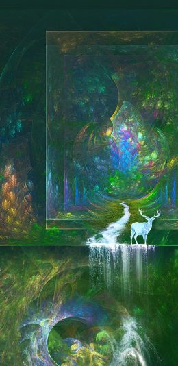 [2436x1125]插图 色彩 梦幻 驯鹿 苹果手机动漫壁纸图片