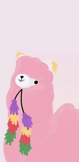 [2436x1125]插图 草泥马 粉色 可爱 苹果手机动漫壁纸图片