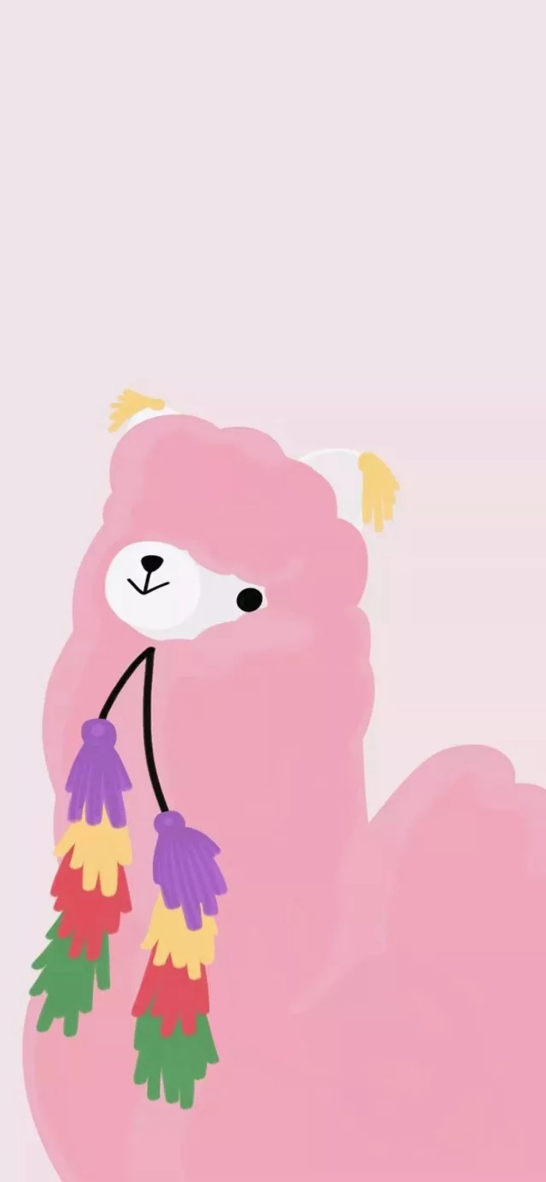 [2436×1125]插图 草泥马 粉色 可爱 苹果手机动漫壁纸图片