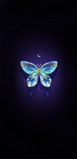 [2436x1125]插图 蝴蝶 蓝色 唯美 苹果手机动漫壁纸图片
