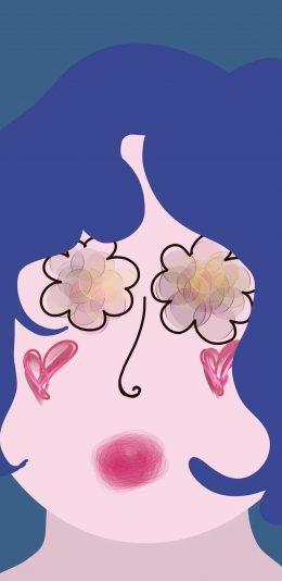 [2436x1125]插图 表情 女孩 怪诞 苹果手机动漫壁纸图片