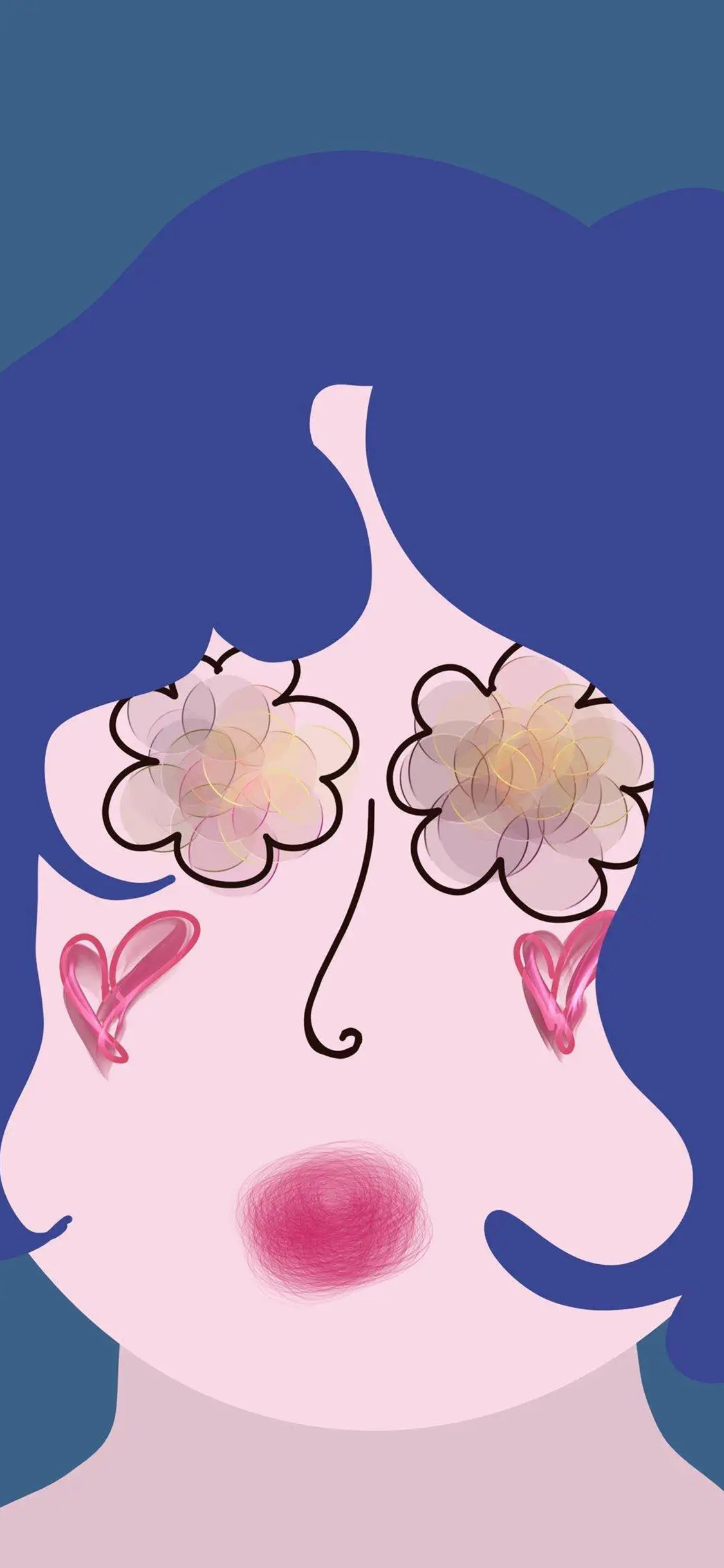 [2436×1125]插图 表情 女孩 怪诞 苹果手机动漫壁纸图片