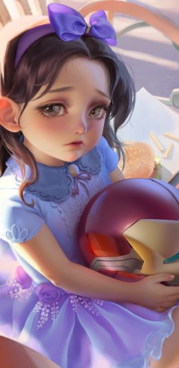 [2436x1125]插图 钢铁侠 头盔 女儿 漫威 苹果手机动漫壁纸图片