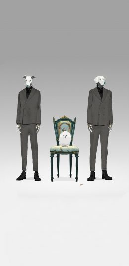 [2436x1125]插图 阿尔法狗 西装革履 苹果手机动漫壁纸图片