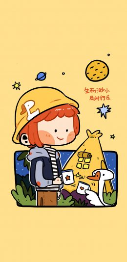 [2436x1125]插图 阿迷子 女孩 生而渺小 及时行乐 苹果手机动漫壁纸图片