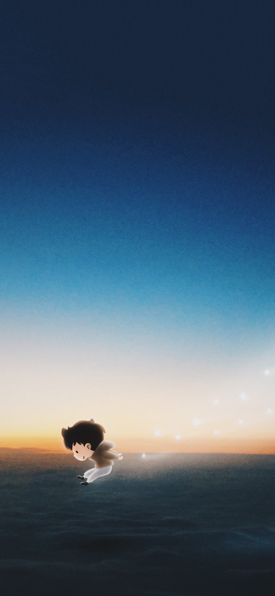 [2436×1125]插图 风景 小男孩 跳远 苹果手机动漫壁纸图片