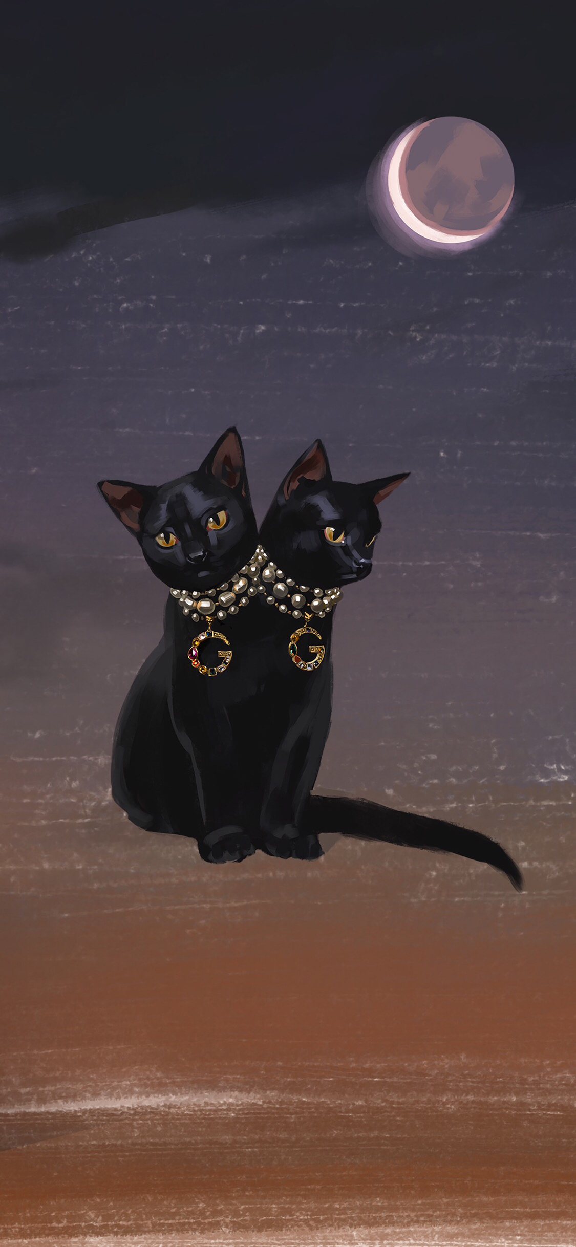 [2436×1125]插图 黑猫 品牌 Gucci 潮流 苹果手机动漫壁纸图片